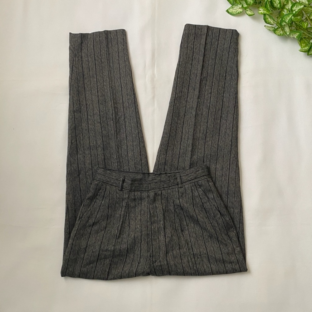 Pinstriped High Waisted Pleated Pants
